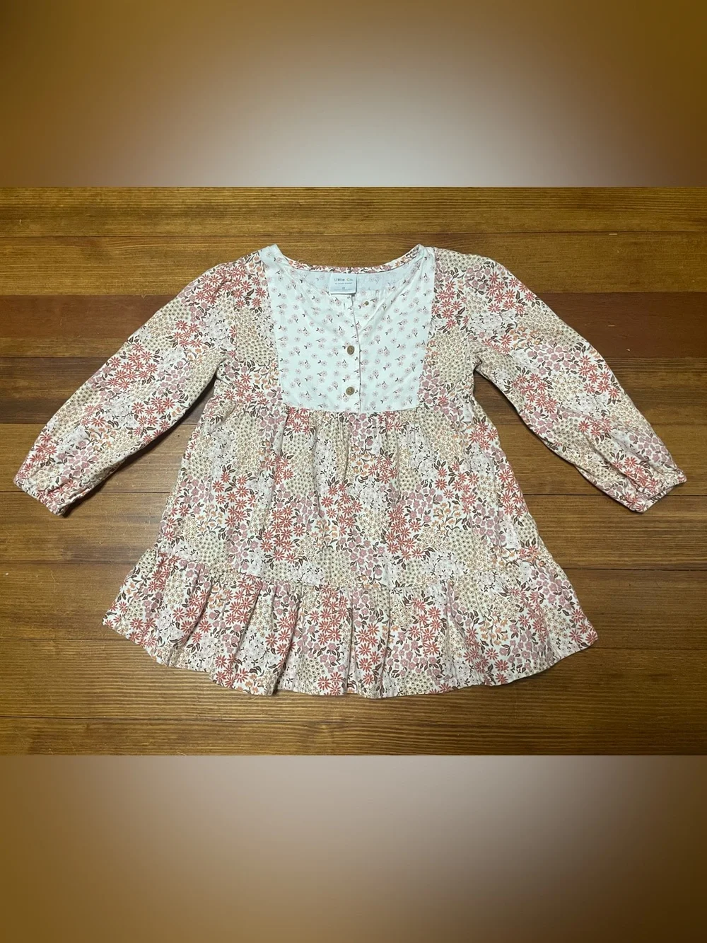 Little Co by Lauren Conrad Girls' Floral Prairie Dress - Pink Cream Size 3T